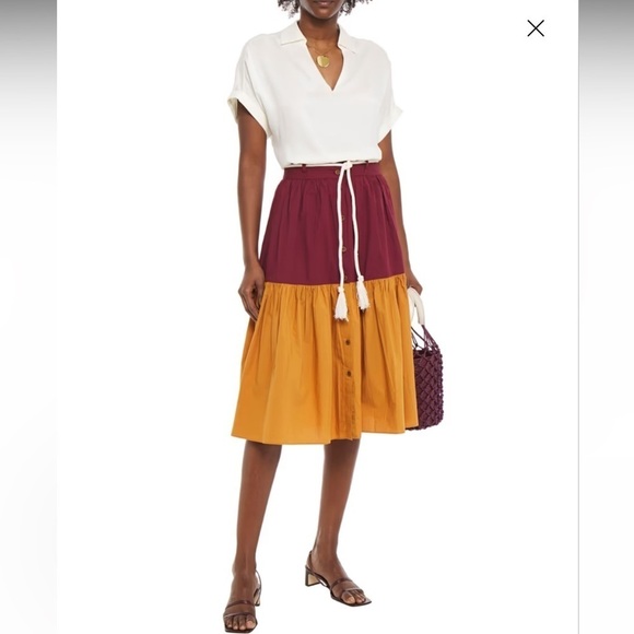Vanessa Bruno Dresses & Skirts - Vanessa Bruno // Neha belted two-tone cotton skirt